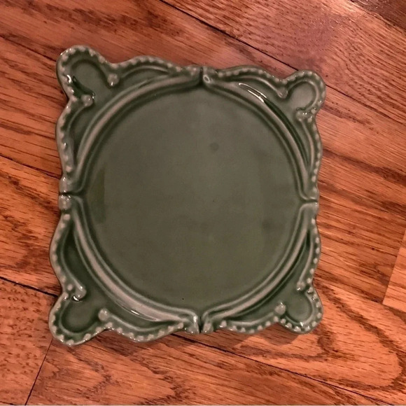 California Pottery Other - Vintage California Pottery Ceramic Green Trinket Dish Candle or Plant Plate